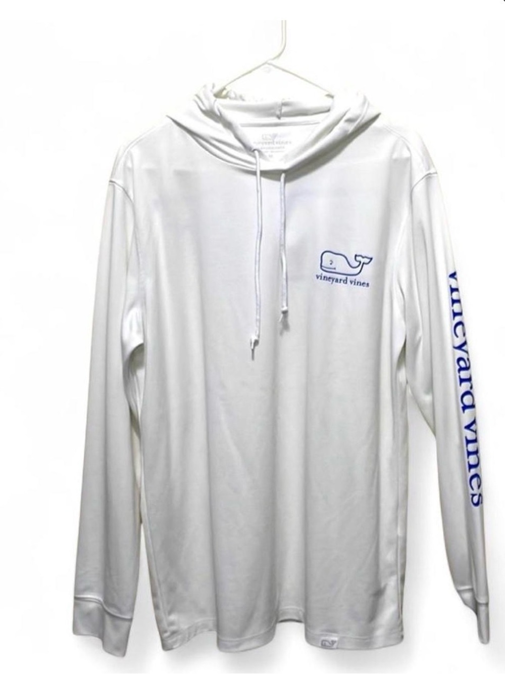 Vineyard Vines White Hoodie with Blue Whale Logo